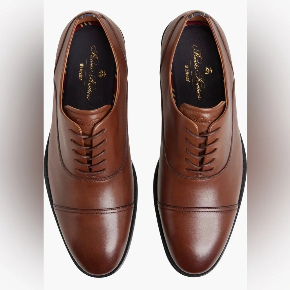 Brooks Brothers Cassel Cap Toe Oxford men’s size 11 Cognac Leather NWOB